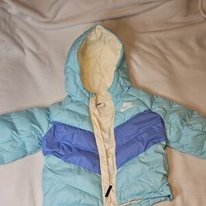 Nike Kids Light Blue and Cream Puffer Jacket